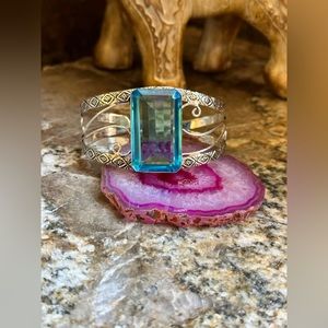 Silver Blue Topaz Cuff Bracelet